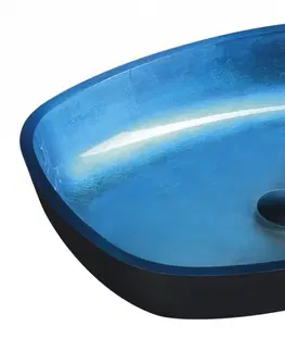 Umyvadla SAPHO KVAORE skleněné umyvadlo na desku, 54x39,5 cm, modrá TY224