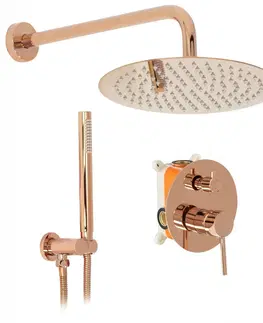 Sprchy a sprchové panely REA Sprchový set pod omítku Lungo růžovězlatý + box REA-P4111