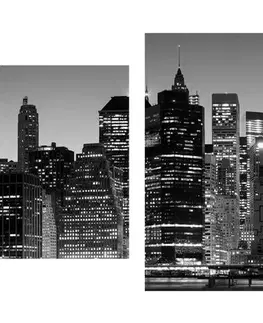 Černobílé obrazy 5-dílný obraz centrum New Yorku v černobílém provedení