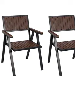 Zahradní křesla a židle Zahradní židle 2 ks Černá / hnědá