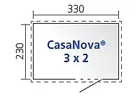 CASANOVA Biohort Zahradní domek BIOHORT CasaNova DUO 330 x 230 (stříbrná metalíza) orientace dveří vlevo