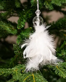 Vánoční dekorace Andělíček z peří, závěsný, barva šedá, 6 ks v polybagu.Cena za 1 ks