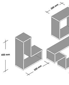 Regály a poličky Kalune Design Sada nástěnných poliček Tetris bílá