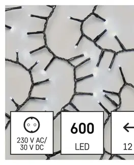 LED řetězy EMOS LED vánoční řetěz – ježek, 12 m, venkovní i vnitřní, studená bílá, časovač D4BC03