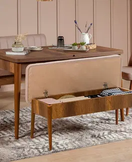 Kuchyňské a jídelní židle Jídelní lavice s opěrkou VINA ořech béžová