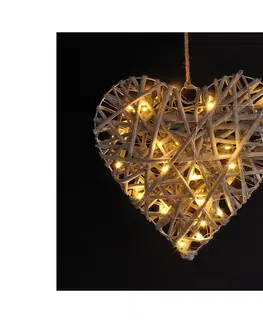 Vánoční osvětlení  LED ratanové srdce, 30x LED, 2x AA, 30cm