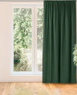 Záclony HOMEDE Závěs MILANA klasická transparentní dračí páska 10 cm s třásněmi 3 cm zelený, velikost 560x245