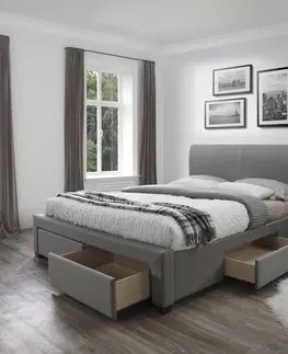 Postele HALMAR Čalouněná postel Dena 180x200 cm šedá