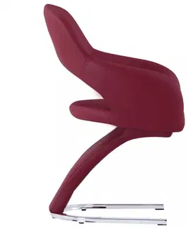 Židle Jídelní židle 6 ks umělá kůže / chrom Dekorhome Vínová