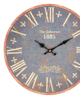 Hodiny Vintage nástěnné hodiny s patinou The Johnson - Ø 34*3 cm / 1*AA Clayre & Eef 6KL0572