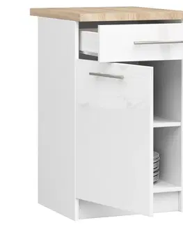 Kuchyňské dolní skříňky Ak furniture Kuchyňská skříňka Olivie S 50 cm 1D 1S bílá/bílý lesk/dub sonoma
