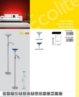 Stojací lampy na čtení Ecolite Lampa stojací E27/100W s E14/40W modrá a bílá chrom mat LF34-MO/CHRM