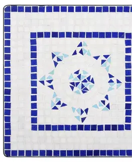 Zahradní sestavy Mozaikový bistro set 3 ks Dekorhome Bílá / modrá