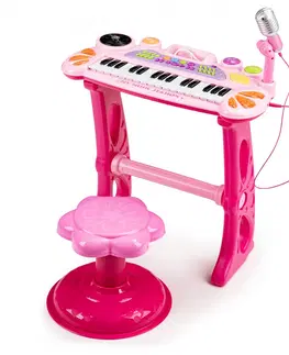 Hudební nástroje pro děti MULTISTORE Dětský keyboard s mikrofonem Laura růžový