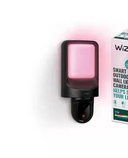Chytré osvětlení WiZ Wall nástěnné svítidlo s kamerou LED 10,5W 1250lm 2700K IP44, černé