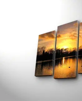 Obrazy Wallity Vícedílný obraz s LED osvětlením VÝCHOD SLUNCE 66 x 45 cm