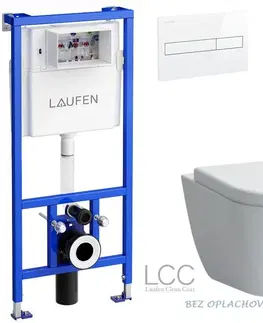 WC sedátka LAUFEN Rámový podomítkový modul CW1 SET s bílým tlačítkem + WC LAUFEN PRO LCC RIMLESS + SEDÁTKO H8946600000001BI LP2
