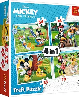 Hračky puzzle TREFL - Puzzle 4v1 - Mickeyho pěkný den / Disney Standard Characters
