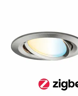 Chytré osvětlení PAULMANN SmartHome Zigbee vestavné svítidlo LED Coin Nova Plus 1x6,5W měnitelná bílá kruhové kov kartáčovaný 929.61 P 92961