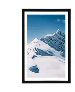 Příroda Plakát s paspartou zasněžené pohoří
