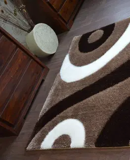 Koberce a koberečky Dywany Lusczow Kusový koberec Shaggy SPACE 3D PAUL světle hnědý, velikost 80x150