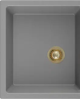 Sifony k pračkám MEXEN/S Tomas granitový dřez 2-bowl 800x500 mm, šedá, + zlatý sifon 6516802000-71-G