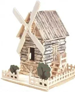 3D puzzle Woodcraft construction kit Dřevěné 3D puzzle Větrný mlýn
