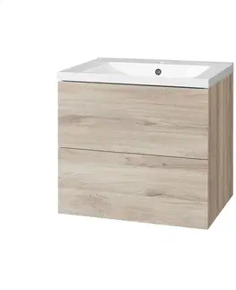 Koupelnový nábytek MEREO Aira, koupelnová skříňka s umyvadlem z litého mramoru 61 cm, dub Kronberg CN720M