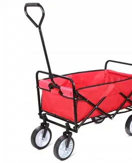 ZAHRADNÍ NÁBYTEK Praktický víceúčelový přepravní vozík v červené barvě