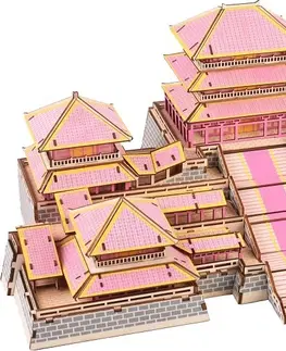 3D puzzle Woodcraft construction kit Dřevěné 3D puzzle Epang palace růžové