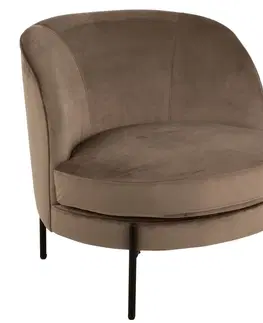 Křesla Hnědé sametové kulaté křeslo Lounge chair Jammy Brown - 71*67*66cm J-Line by Jolipa 15400