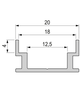 Profily Light Impressions Reprofil IP-profil, U-plochý AU-04-12 stříbrná elox 2000 mm 970723