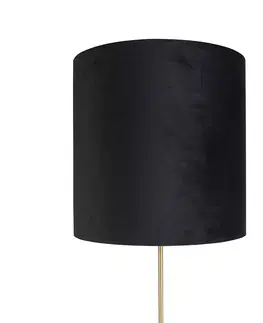 Stojaci lampy Stojací lampa zlatá / mosazná s černým velurovým odstínem 40/40 cm - Parte