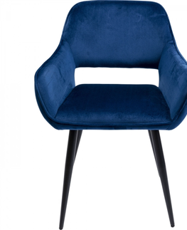 Jídelní židle KARE Design Modrá čalouněná židle s područkami San Francisco