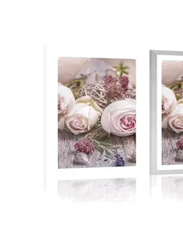 Květiny Plakát s paspartou slavnostní květinová kompozice růží