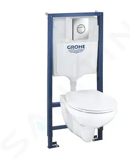 Záchody GROHE Solido Set předstěnové instalace, klozetu Bau Ceramic a sedátka softclose, tlačítka Sail, chrom 39499000