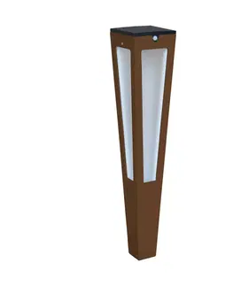 Solární lampy s pohybovým čidlem Les Jardins LED solární pochodeň Tinka, senzor, 62 cm, corten