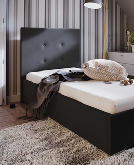 Postele Čalouněná postel DANGELO 1 90x200 cm, černá látka