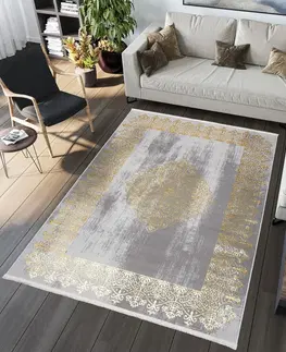 Moderní koberce Moderní šedý koberec s orientálním vzorem