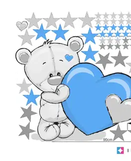 Samolepky na zeď Chlapecká samolepka na zeď - Medvídek s hvězdami v modré barvě