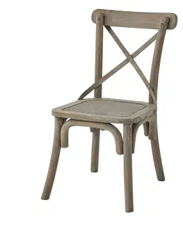 Luxusní jídelní židle Estila Luxusní jídelní židle Antiquités Francaises ve venkovském stylu z masivního dřeva s vyplétaným sedadlem světle hnědá 47 cm