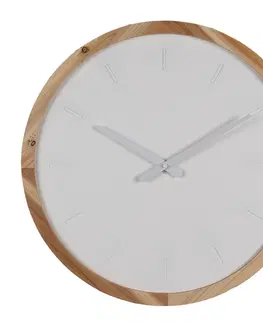 Hodiny Bílo-hnědé dřevěné minimalistické nástěnné hodiny - Ø 50*4 cm / 1*AA Clayre & Eef 6KL0794