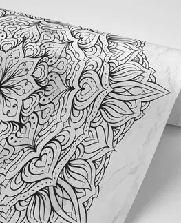Černobílé tapety Tapeta abstraktní etnická Mandala v černobílém