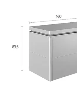 Úložné boxy Biohort Designový účelový box LoungeBox (stříbrná metalíza) 160 cm (1 krabice)