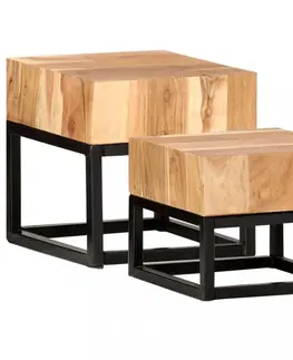 Konferenční stolky Konferenční stolek 2 ks hnědá / černá Dekorhome