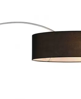 Moderní stojací lampy PAUL NEUHAUS Stojací svítidlo, ocel, látkové stínidlo, černá, E27, mramorová noha 307-55