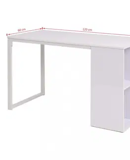 Psací stoly Psací stůl s regálem 120x60 cm Dekorhome Bílá
