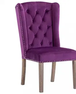 Židle Jídelní židle samet / kaučukovník Dekorhome Modrá