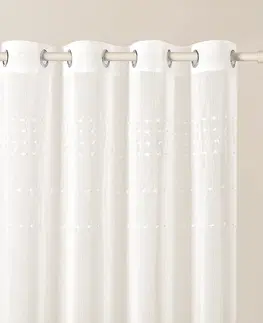 Záclony Moderní krémová záclona Marisa se stříbrnými průchodkami 300 x 250 cm