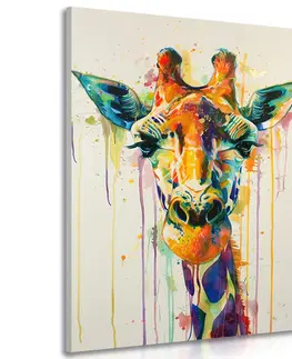 Obrazy zebry a žirafy Obraz žirafa s imitací malby